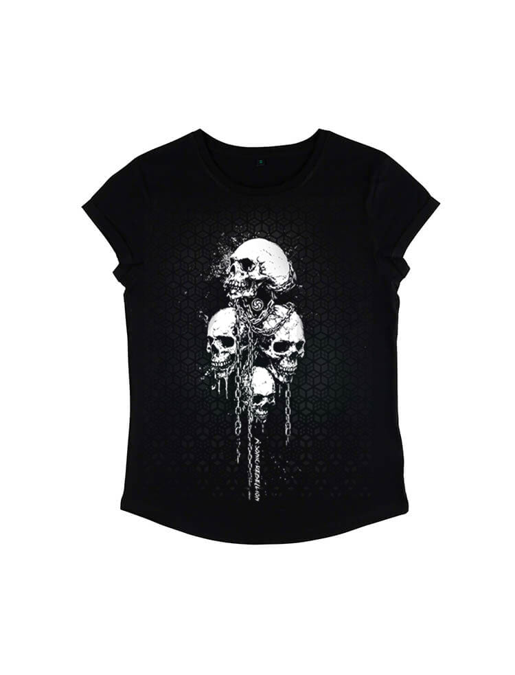 SONIC SKULLS WOMEN'S ROLLED SLEEVE TSHIRT