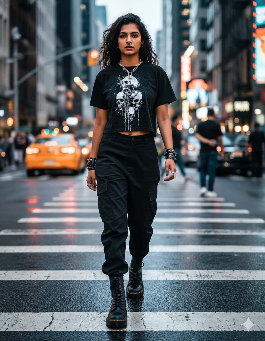 SONIC SKULLS WOMEN'S BOX/CROP TEE