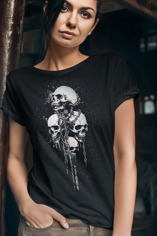 SONIC SKULLS WOMEN'S ROLLED SLEEVE TSHIRT